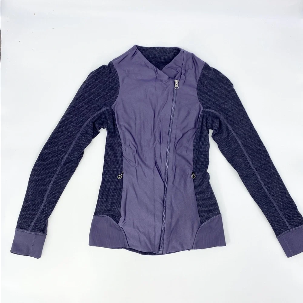 LILULEMON PURPLE GRAY ZIPPER PULL ON JACKET SWEATER LIGHTWEIGHT LADIES XS - Picture 1 of 3